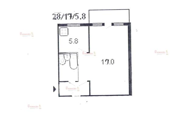 Продажа 1-комнатной квартиры 28,8 м², 2/5 этаж