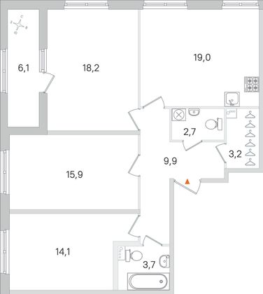 Продажа 3-комнатной квартиры 89,8 м², 1/4 этаж