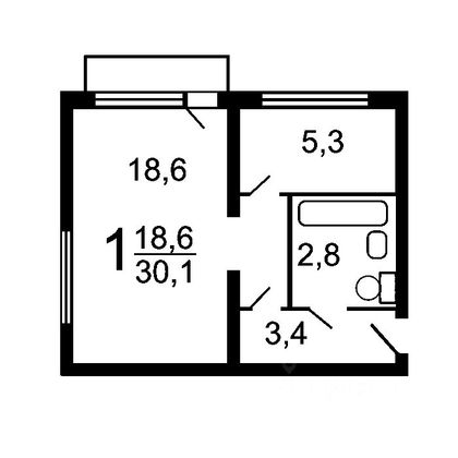 Продажа 1-комнатной квартиры 29,3 м², 1/5 этаж