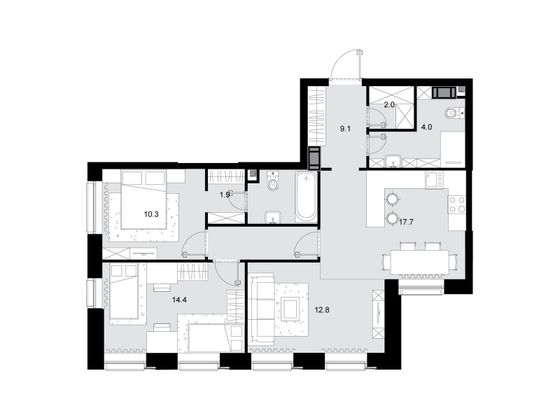Продажа 3-комнатной квартиры 77,6 м², 24/28 этаж