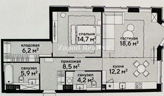 Продажа 2-комнатной квартиры 68 м², 14/47 этаж