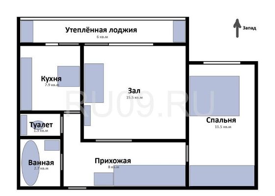 Продажа 2-комнатной квартиры 46,9 м², 9/9 этаж