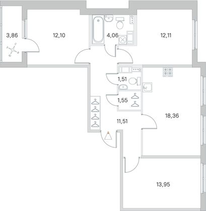 Продажа 3-комнатной квартиры 77,1 м², 2/4 этаж