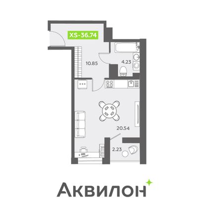 36,7 м², студия, 3/13 этаж