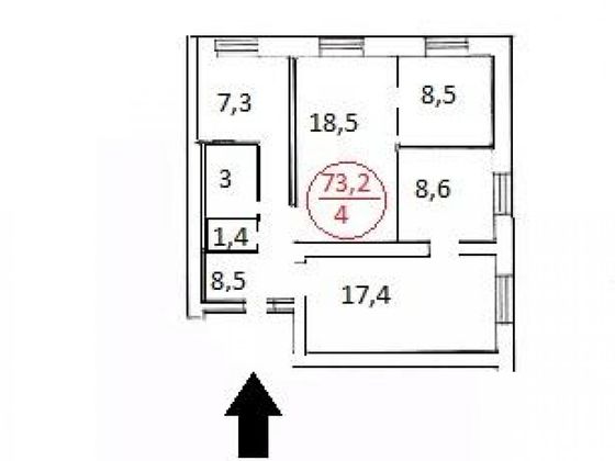 Продажа 4-комнатной квартиры 75 м², 3/5 этаж