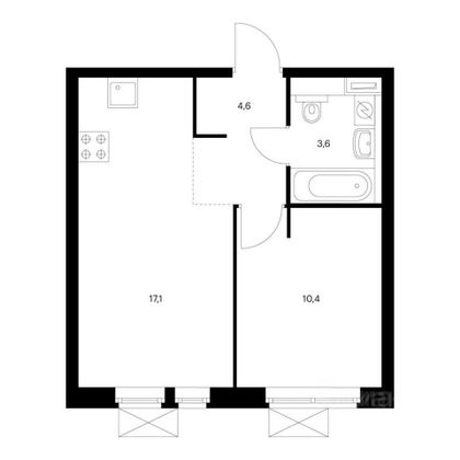 Продажа 2-комнатной квартиры 35,6 м², 13/20 этаж