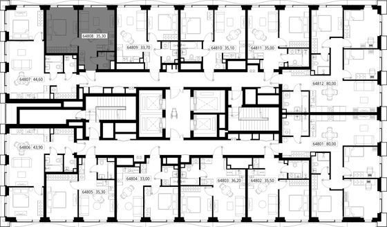 Продажа 1-комнатной квартиры 35,3 м², 48/48 этаж