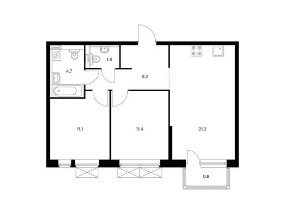Продажа 2-комнатной квартиры 59,3 м², 2/9 этаж