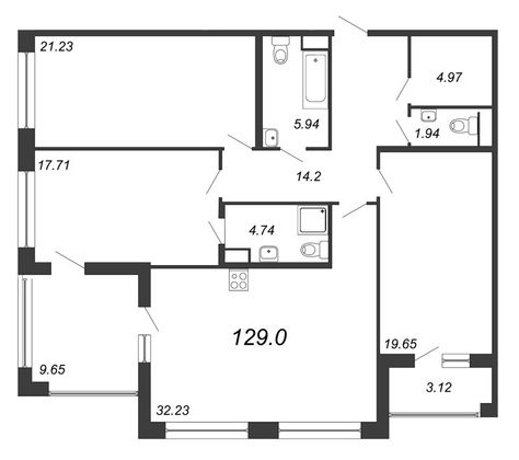 Продажа 4-комнатной квартиры 129,2 м², 4/8 этаж