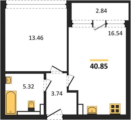 Продажа 1-комнатной квартиры 40,9 м², 10/23 этаж