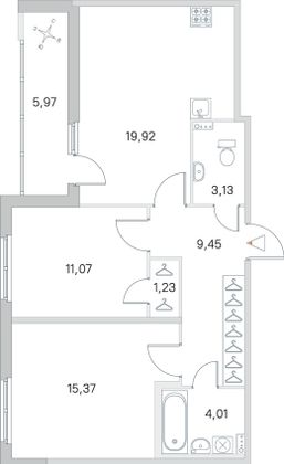 Продажа 2-комнатной квартиры 67,2 м², 1/4 этаж