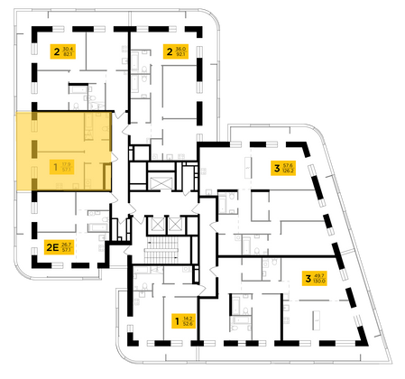 Продажа 1-комнатной квартиры 57,1 м², 3/19 этаж