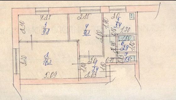 Продажа 3-комнатной квартиры 52 м², 1/2 этаж