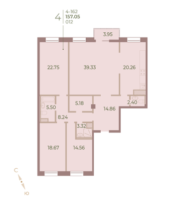 Продажа 4-комнатной квартиры 157,3 м², 6/7 этаж