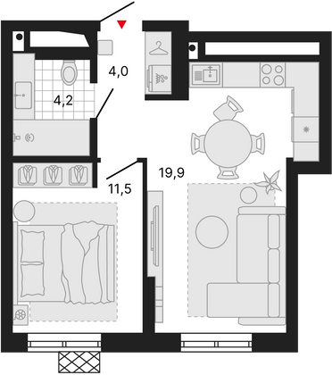 Продажа 1-комнатной квартиры 39,8 м², 21/29 этаж