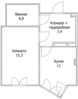 Продажа 1-комнатной квартиры 38,6 м², 3/5 этаж