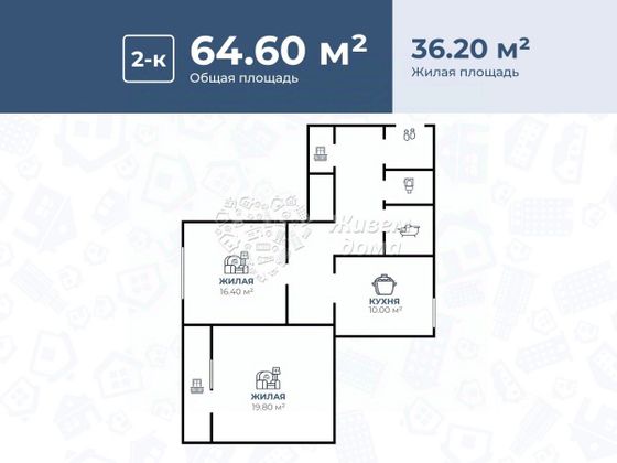 Продажа 2-комнатной квартиры 64,6 м², 8/10 этаж