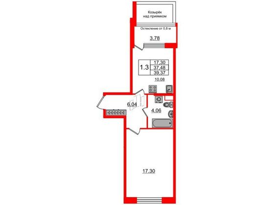 Продажа 1-комнатной квартиры 37,5 м², 1/9 этаж
