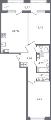 Продажа 2-комнатной квартиры 69 м², 10/16 этаж