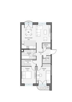 Продажа 3-комнатной квартиры 79,3 м², 11/28 этаж