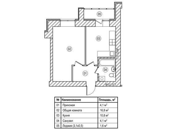 37,4 м², 1-комн. квартира, 2/12 этаж