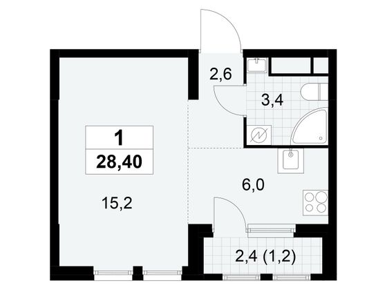 Продажа квартиры-студии 28,4 м², 10/30 этаж