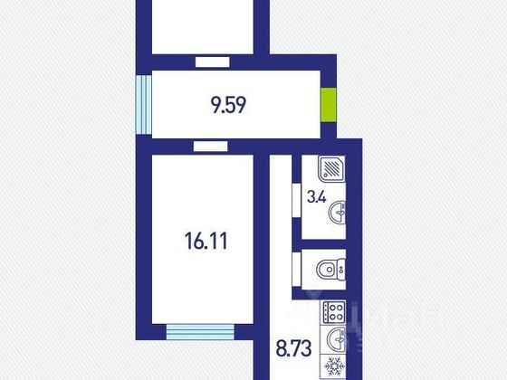 Продажа 2-комнатной квартиры 58,7 м², 1/6 этаж
