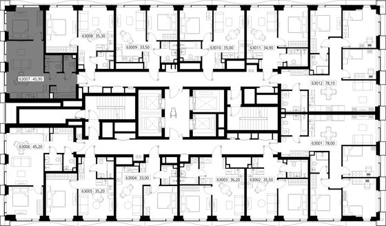 Продажа 1-комнатной квартиры 45,9 м², 30/48 этаж