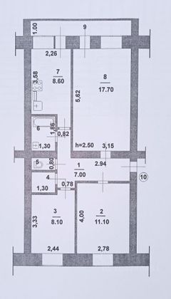 Продажа 3-комнатной квартиры 60 м², 2/2 этаж