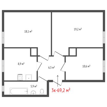 Продажа 3-комнатной квартиры 67 м², 4/5 этаж