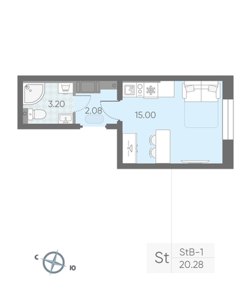 Продажа квартиры-студии 20,3 м², 20/25 этаж