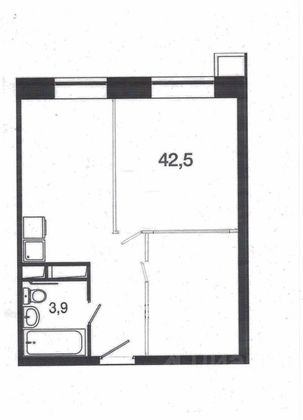 Продажа 1-комнатной квартиры 42,5 м², 4/25 этаж