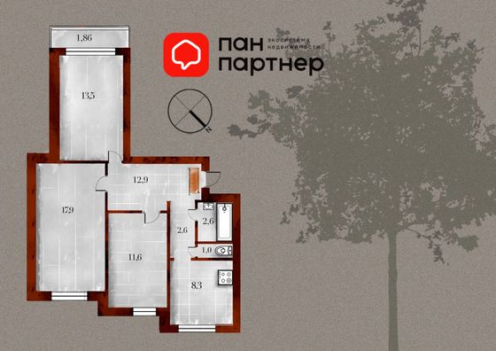 Продажа 3-комнатной квартиры 69 м², 4/9 этаж