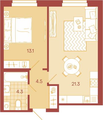 Продажа 2-комнатной квартиры 43,2 м², 1/18 этаж