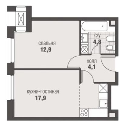 Продажа 2-комнатной квартиры 39,7 м², 1/6 этаж