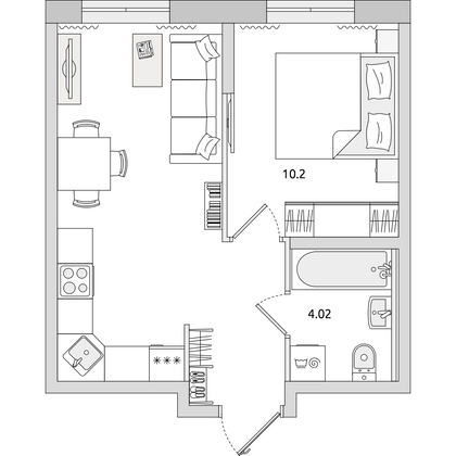 33,7 м², 1-комн. квартира, 2/21 этаж