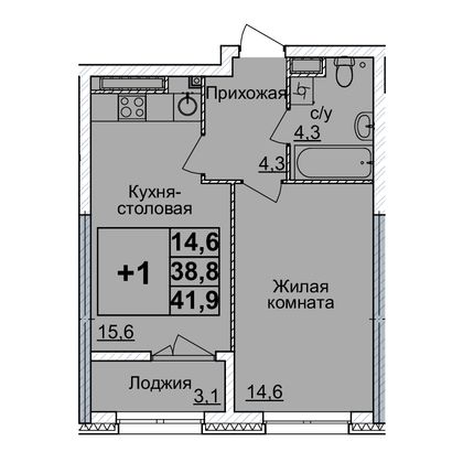Продажа 1-комнатной квартиры 41 м², 21/24 этаж