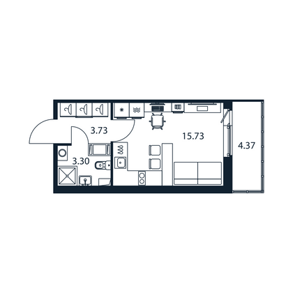 Продажа квартиры-студии 24,1 м², 2/12 этаж