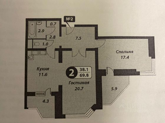 Аренда 2-комнатной квартиры 75 м², 24/25 этаж