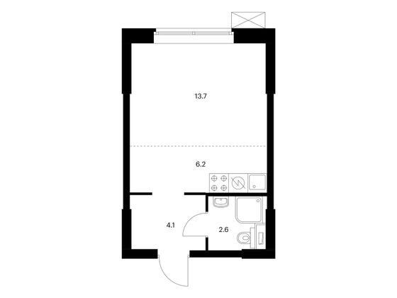 Продажа квартиры-студии 26,6 м², 27/28 этаж