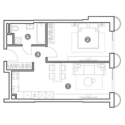 Продажа 2-комнатной квартиры 50 м², 3/29 этаж