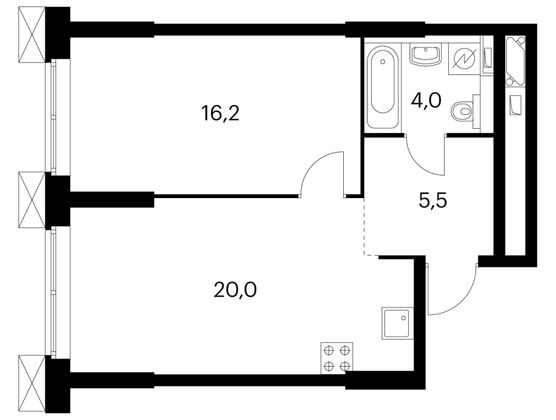 Продажа 1-комнатной квартиры 45,6 м², 3/28 этаж