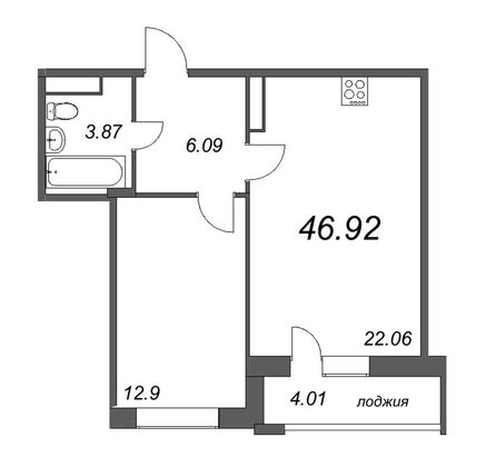 Продажа 2-комнатной квартиры 46,9 м², 5/12 этаж