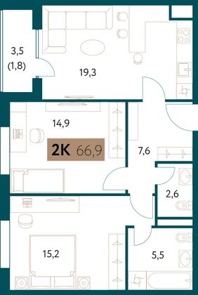 67 м², 3-комн. квартира, 3/28 этаж