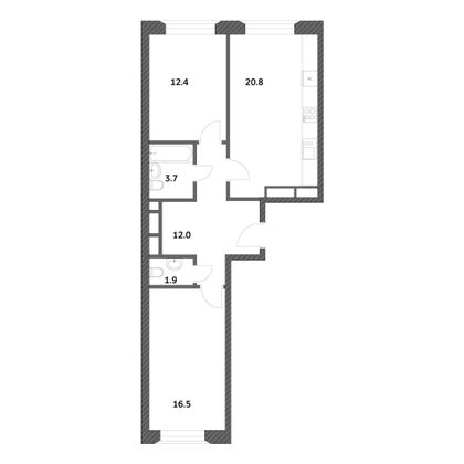 Продажа 2-комнатной квартиры 67,2 м², 20/25 этаж