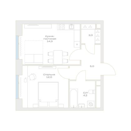 Продажа 1-комнатной квартиры 37,5 м², 8/23 этаж