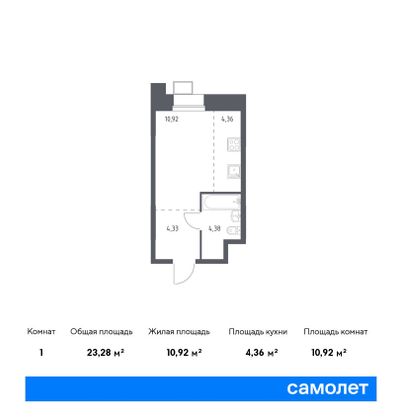 23,3 м², студия, 22/23 этаж