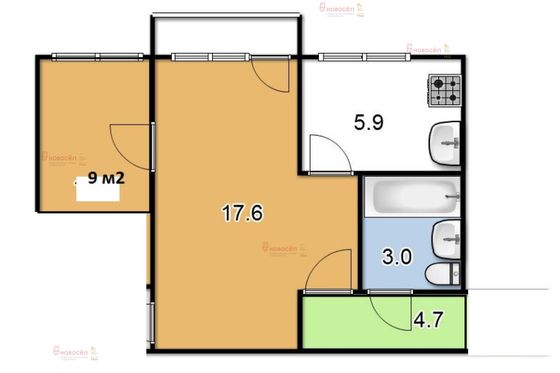 Продажа 2-комнатной квартиры 36 м², 2/5 этаж