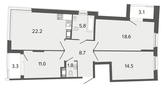 Продажа 4-комнатной квартиры 82,6 м², 18/20 этаж