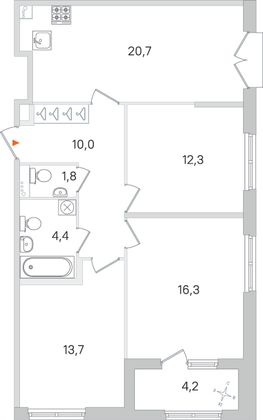 Продажа 3-комнатной квартиры 81,3 м², 2/4 этаж